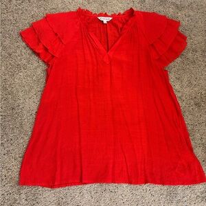 Nanette Lepore Vibrant Red Ruffle Top